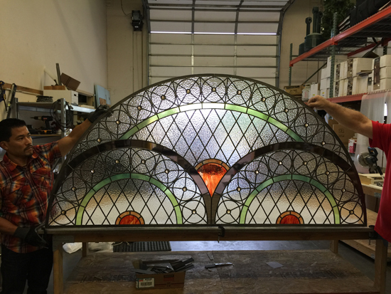 religious stained glass transom dallas